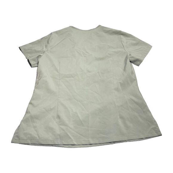 Mint Scrub Top Women Large Green Polyester Stretch Pocket Side Slit Short Sleeve - Picture 2 of 7